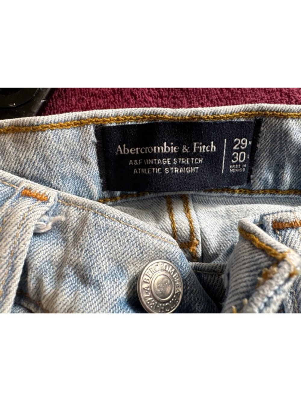 Abercrombie & Fitch Mens Light Wash Jeans 29W 30L Athletic Straight A&F Vintage - Picture 4 of 4